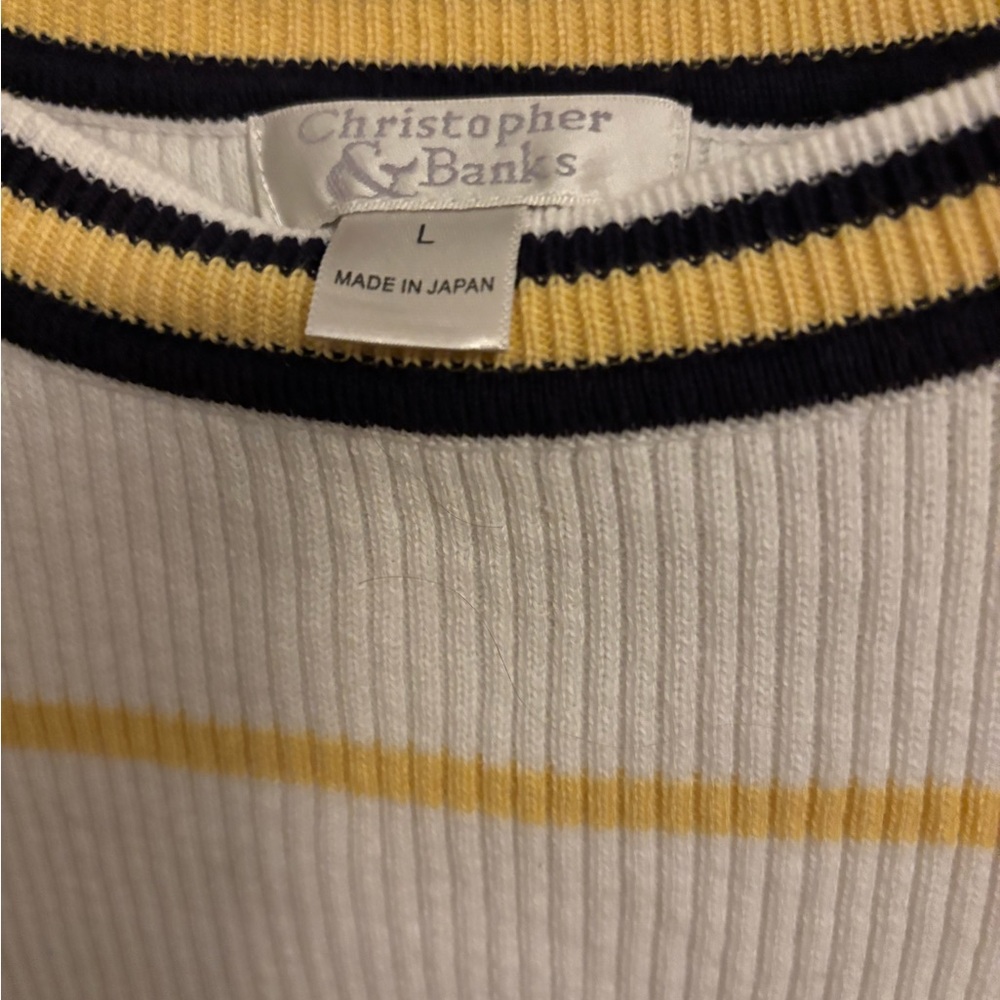 Christopher & Banks Men's White and Yellow Sweater